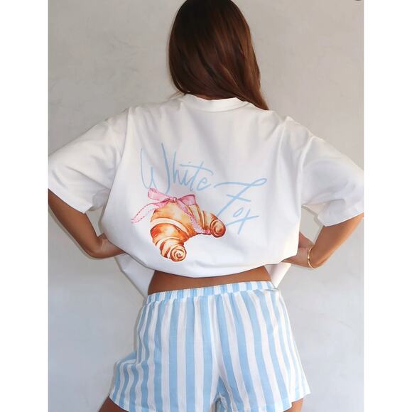 (S/M) $50 NWOT White Fox Fresh Only Pyjama Oversized Tee White - Picture 1 of 6